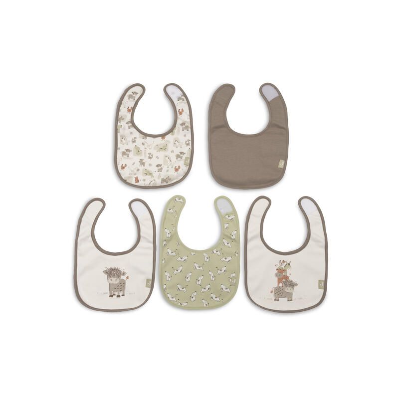 Lot de 5 bavoirs Jersey imperméable Barn Buddies Multicolore - jollein