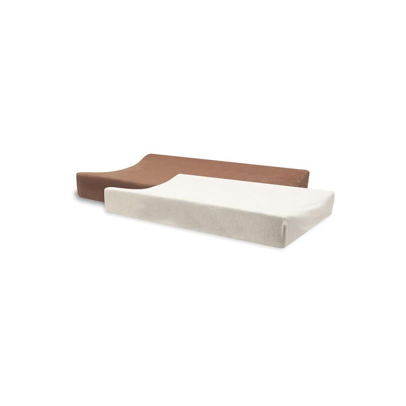 Lot de 2 housses de matelas à langer éponge Basics 50x70cm Terra/Oatmeal - jollein