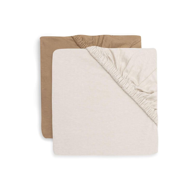 Lot de 2 draps-housses Jersey Basics 60x120cm Hazel/Oatmeal - jollein