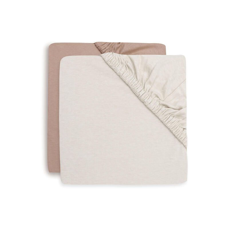 Lot de 2 draps-housses Jersey Basics 70-75x140-150cm Terra/Oatmeal - jollein