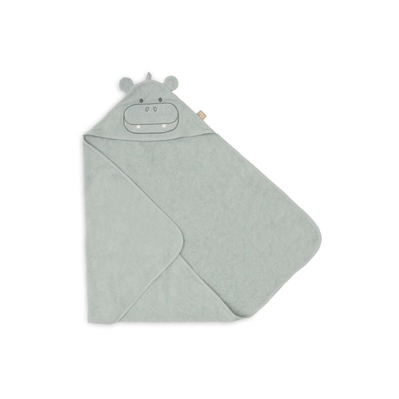 Cape de bain éponge Hippo Happy Jollies 75x75cm Green - jollein