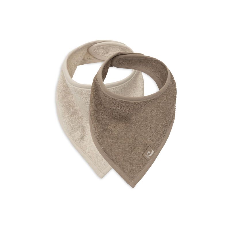 Lot de 2 bavoirs Bandana Basics Sand/Coffee - jollein