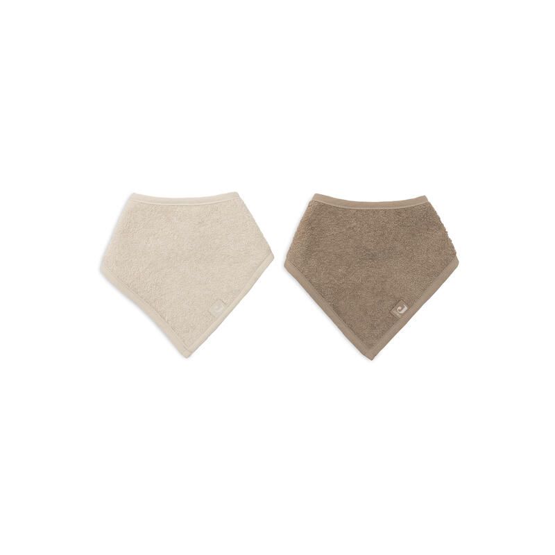 Lot de 2 bavoirs Bandana Basics Sand/Coffee - jollein