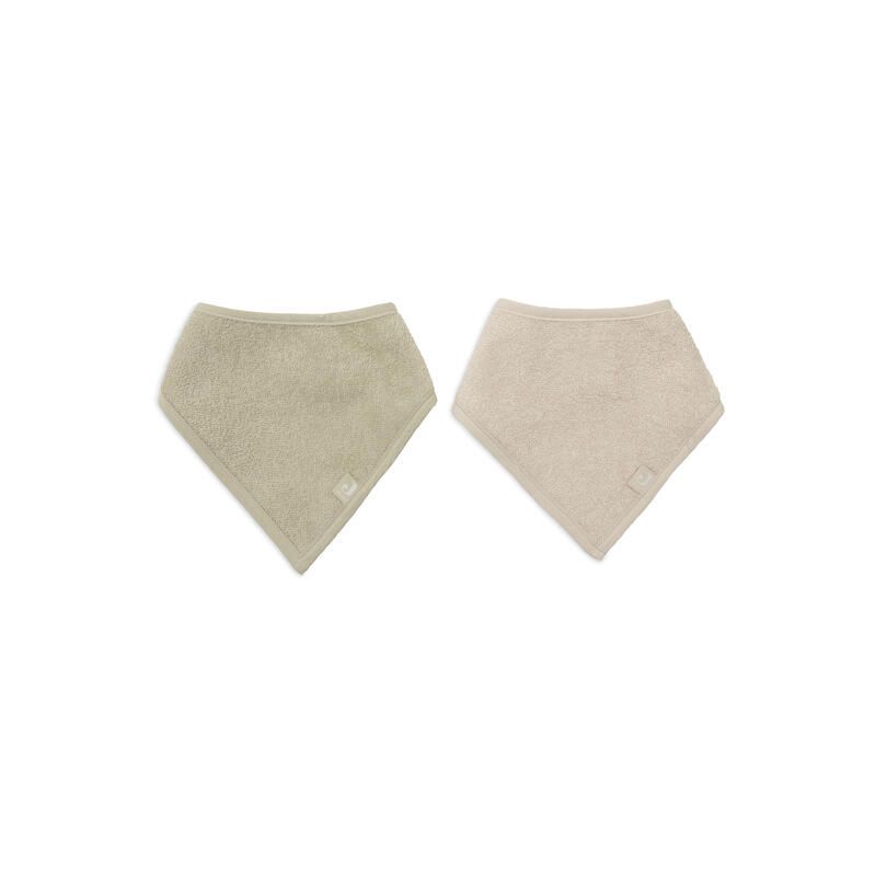 Lot de 2 bavoirs Bandana Basics Sand/Matcha - jollein