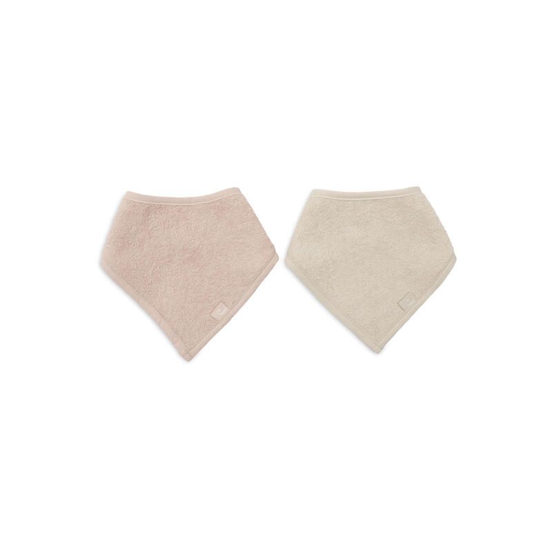 Lot de 2 bavoirs Bandana Basics Sand/Silk Rose - jollein