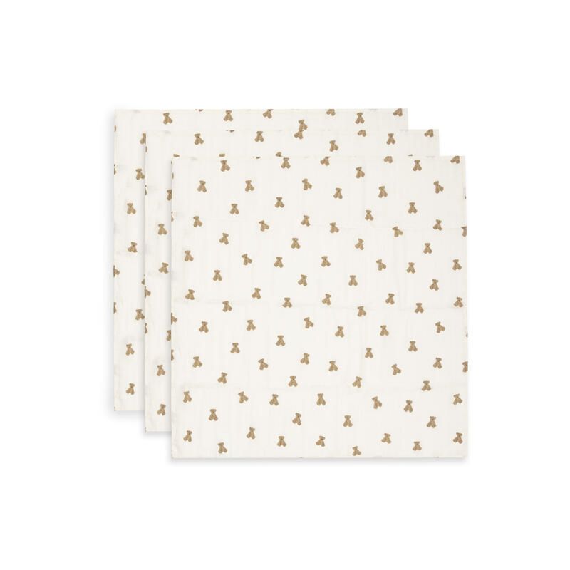 Lot de 3 langes gaze de coton small Mini Teddy Bear 70x70cm Multicolore - jollein