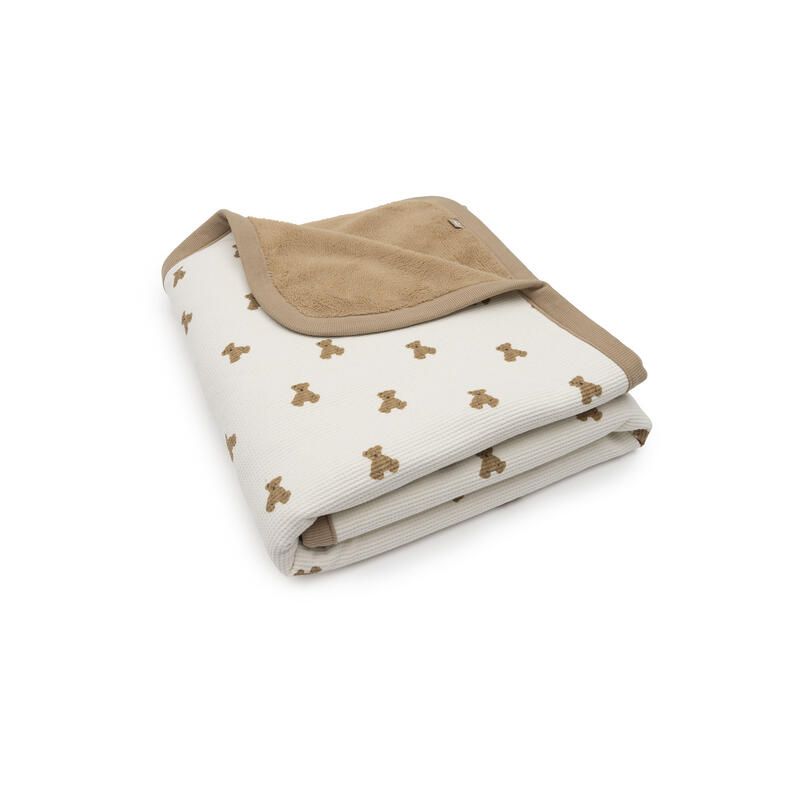 Couverture Little Waffle/Fluffy Mini Teddy Bear 100x150cm Multicolore - jollein