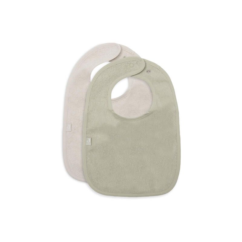Lot de 2 bavoirs éponge Basics Sand/Matcha - jollein