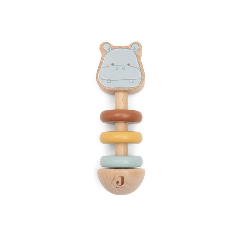 Hochet en bois Hippo Happy Jollies Multicolore - jollein