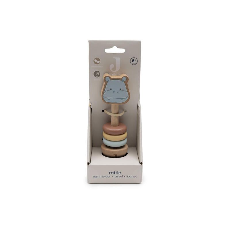 Hochet en bois Hippo Happy Jollies Multicolore - jollein