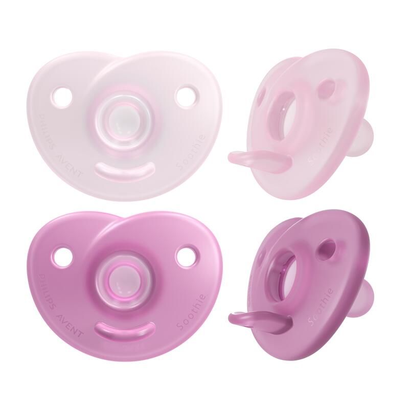 Lot 2 sucettes Soothie 0-6m Rose - avent