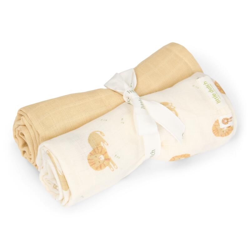 Set de 2 langes gaze de coton 70x70cm Safari Leo - little dutch