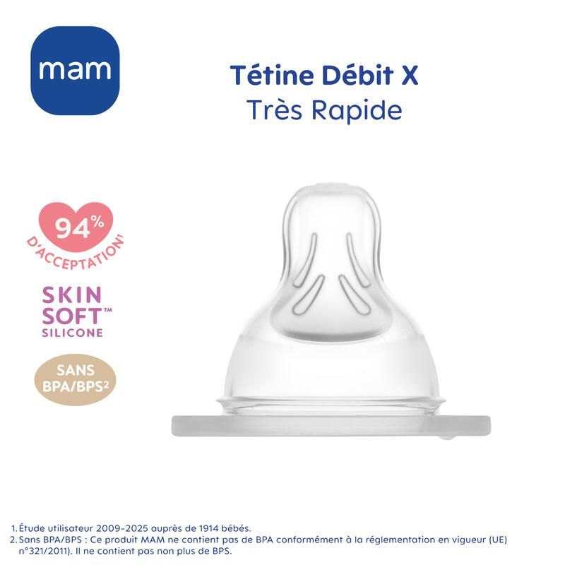 Lot de 2 Tétines Anatomiques Débit X Rapide - mam