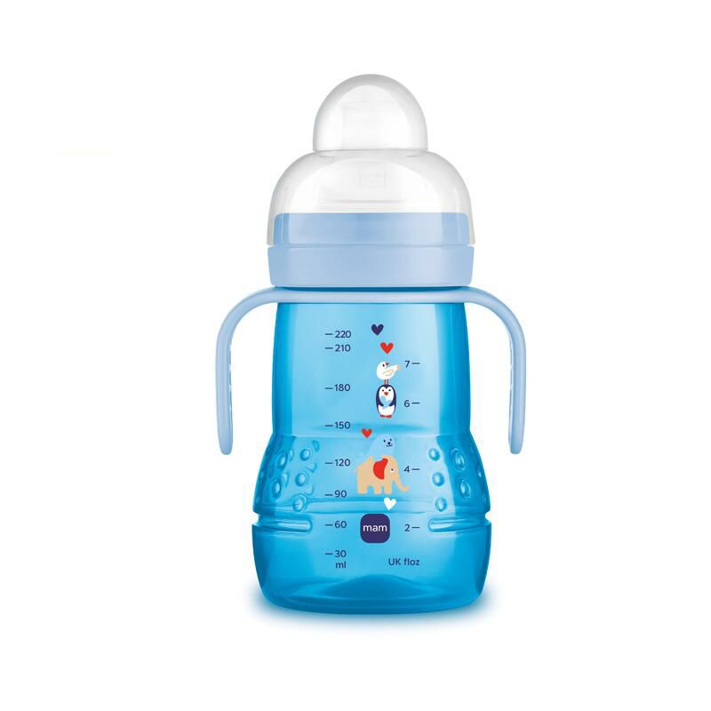 Biberon de Transition 220ml Bec Souple Bleu - mam