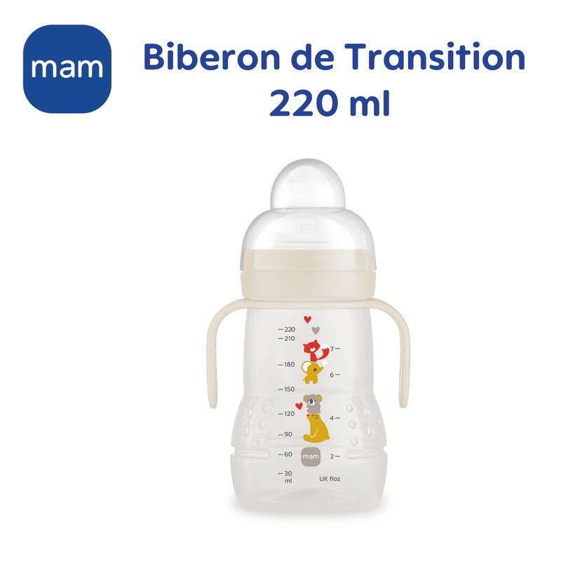 Biberon de Transition 220ml Bec souple Vert - mam