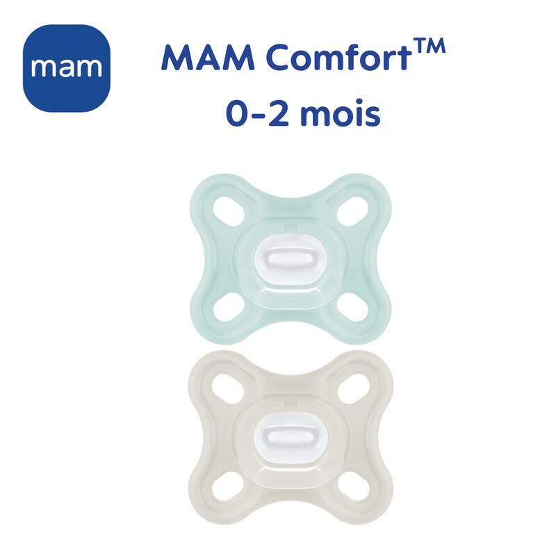Lot de 2 Sucettes Comfort 0-2m Bleu - mam