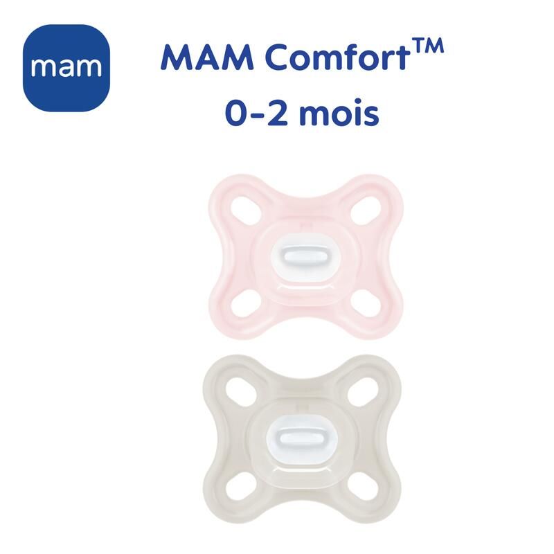 Lot de 2 Sucettes Comfort 0-2m Rose - mam