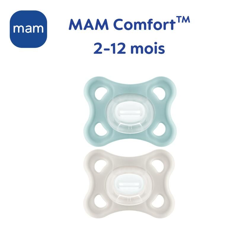 Lot de 2 Sucettes Comfort 2-6m Bleu - mam