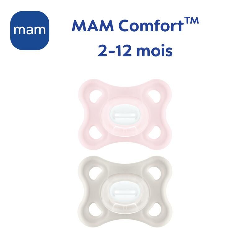 Lot de 2 Sucettes Comfort 2-6m Rose - mam