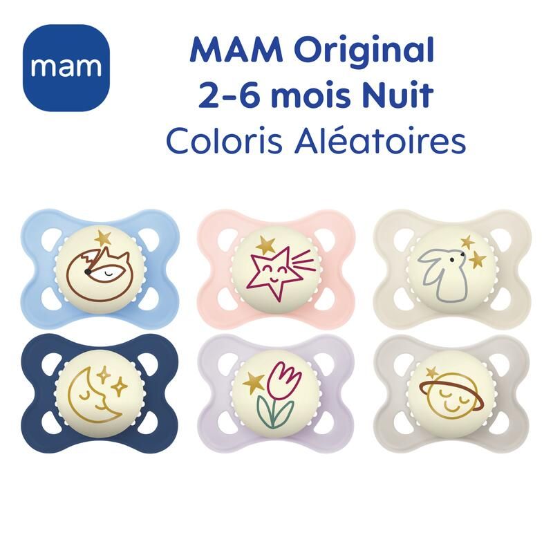 Lot de 2 Sucettes Nuit Original 2-6m - mam