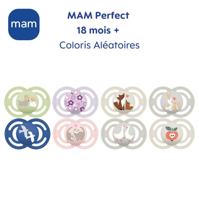 Lot de 2 Sucettes Animaux Perfect 18m+ - mam