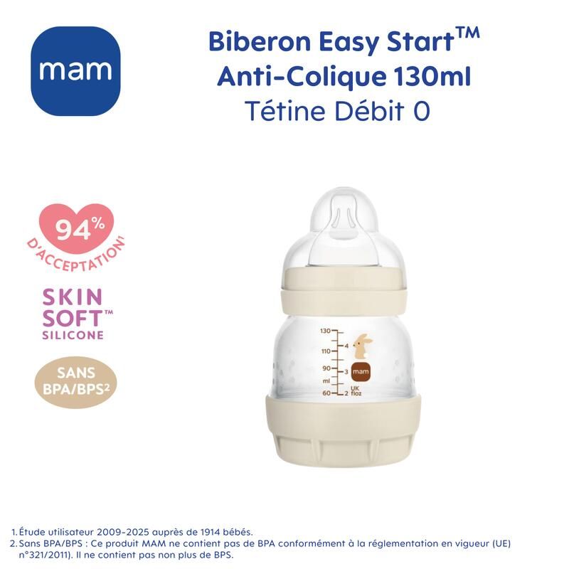 Biberon Anti-colique 130ml Sable - mam