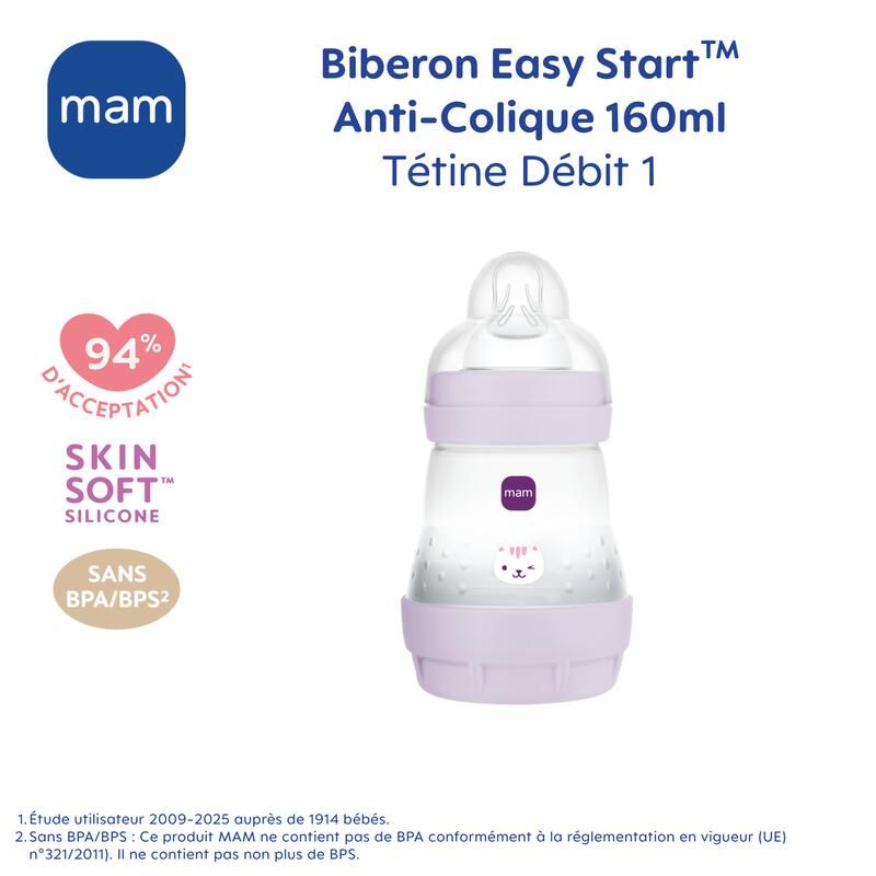 Biberon Anti-colique 160ml Lilas - mam