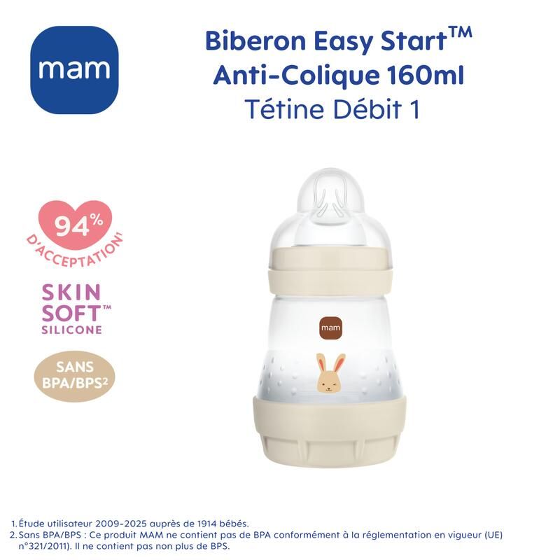 Biberon Anti-colique 160ml Sable - mam