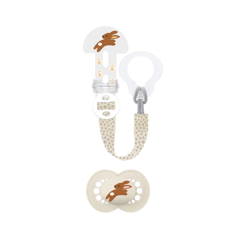 Kit Sucette + Attache-sucette Silicone 6m+ - mam