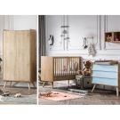 Chambre Trio Vintage Lit 70x140 Commode Armoire Bois Bleu Vox