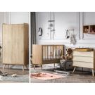 Chambre Trio Vintage Lit 60x120 Commode Armoire Bois Jaune Vox