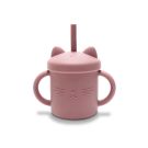 Tasse Silicone Avec Poignet Et Paille Rose
