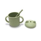 Tasse Silicone Avec Poignet Et Paille Vert