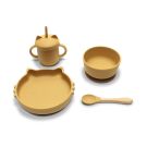 Set 4 Pcs Silicones+bol Assiette Tasse Et Cuillere Jaune
