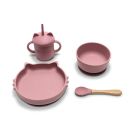 Set 4 Pcs Silicones+bol Assiette Tasse Et Cuillere Rose