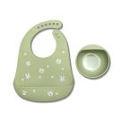 Set 2 Pcs Bavoir + B.assiette Rebord Vert