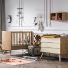 Chambre Duo Vintage Lit 60x120 Bois Commode Bois Jaune Vox