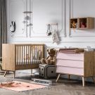 Chambre Duo Vintage Lit 60x120 Bois Commode Bois Rose Vox