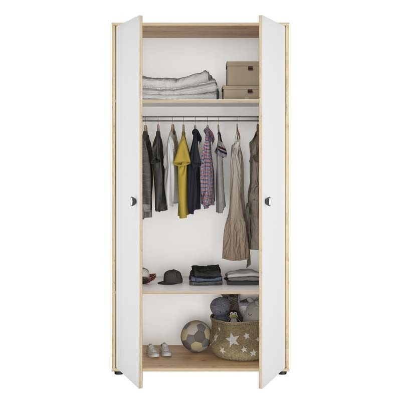 Ensemble Trio Lit+commode 2 Portes+armoire 2 Portes Chene Artisan 70x140cm Arthu Arthur 70x140cm Chene Artisan