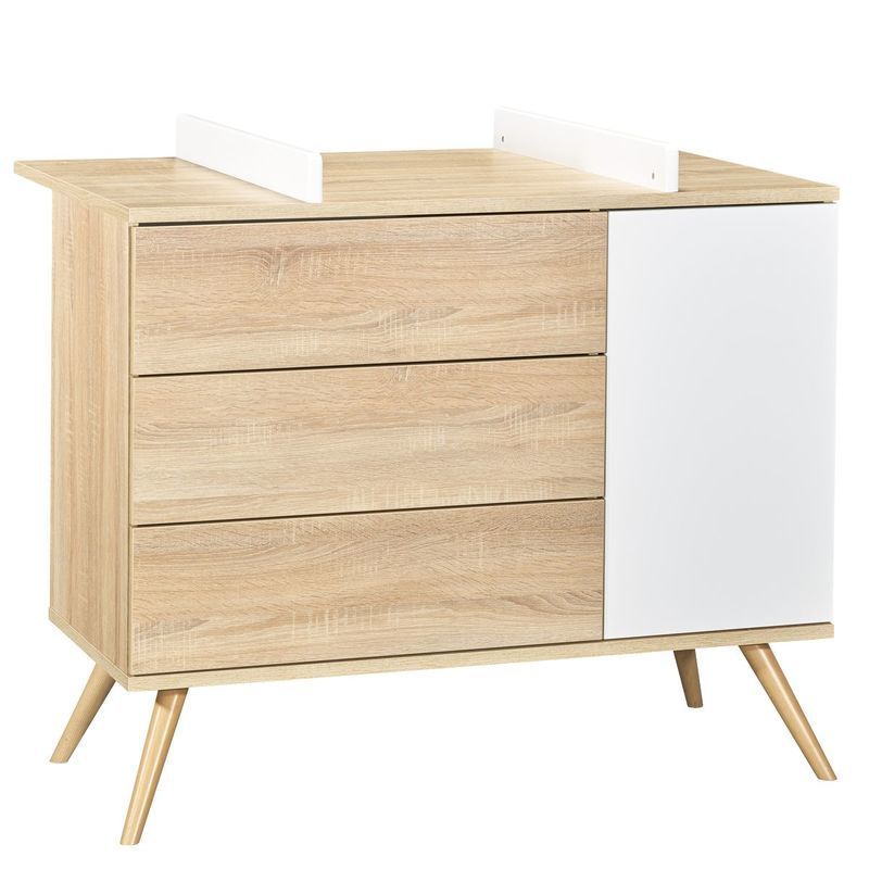 Commode 3 Tiroirs Seventies Blanc Bois