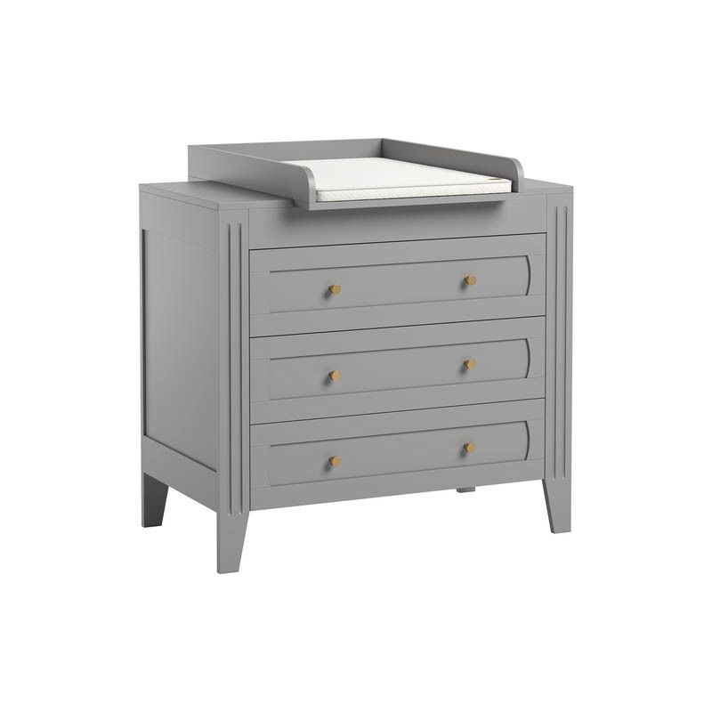 Commode 3 Tiroirs Milenne Gris Clair
