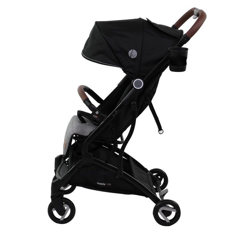 Poussette Heather Noir/Gris Chin, Guidon Simil Safety Kids Noir/Gris Chin, Guidon Simil