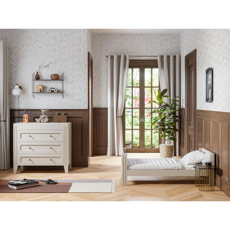 Chambre Duo Lit 70x140 Cm Commode Milenne By Vox - Sable Beige Vox