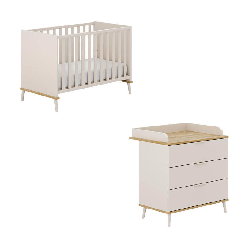 Chambre Duo Hazel Lit 60x120 Commode A Langer Cashmere Beige Yuny By Paidi