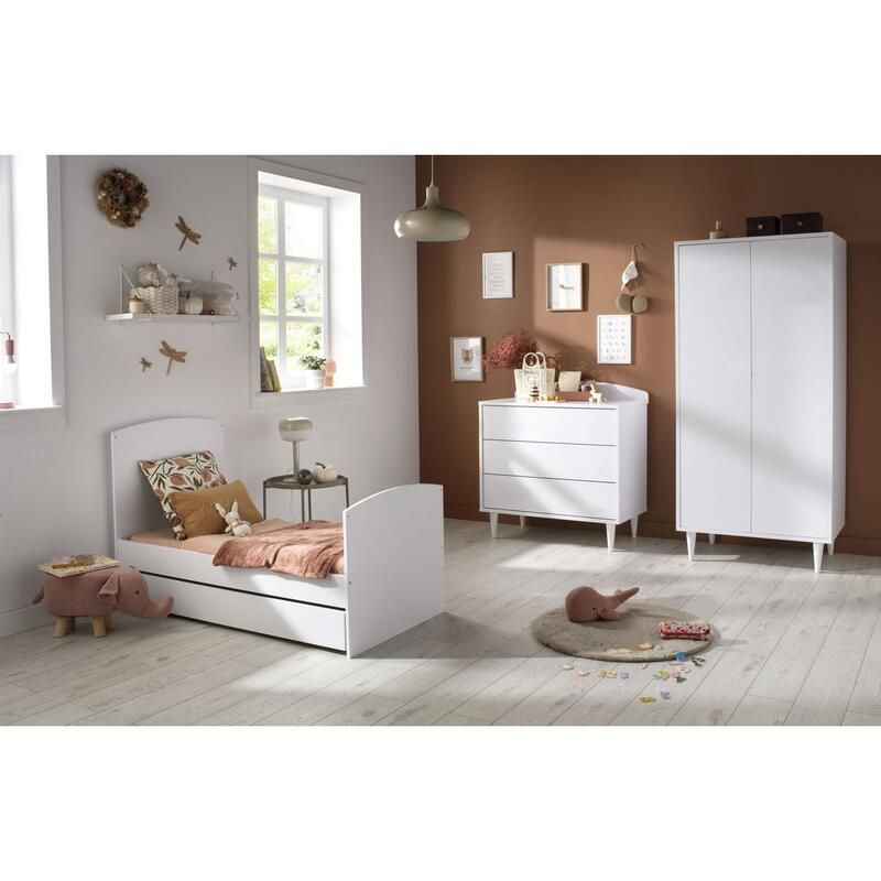 Chambre Trio Lit 60x120 Commode Armoire Milann Sauthon