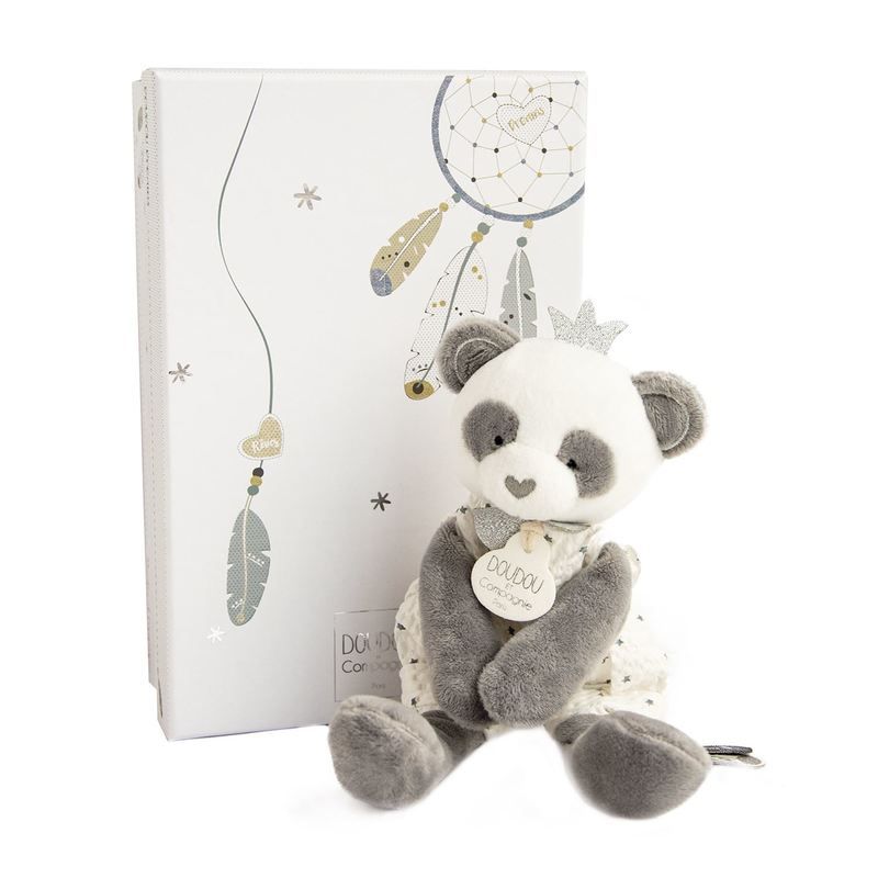 Attrape-reve Panda Pantin Doudou Sensoriel 20cm Blanc