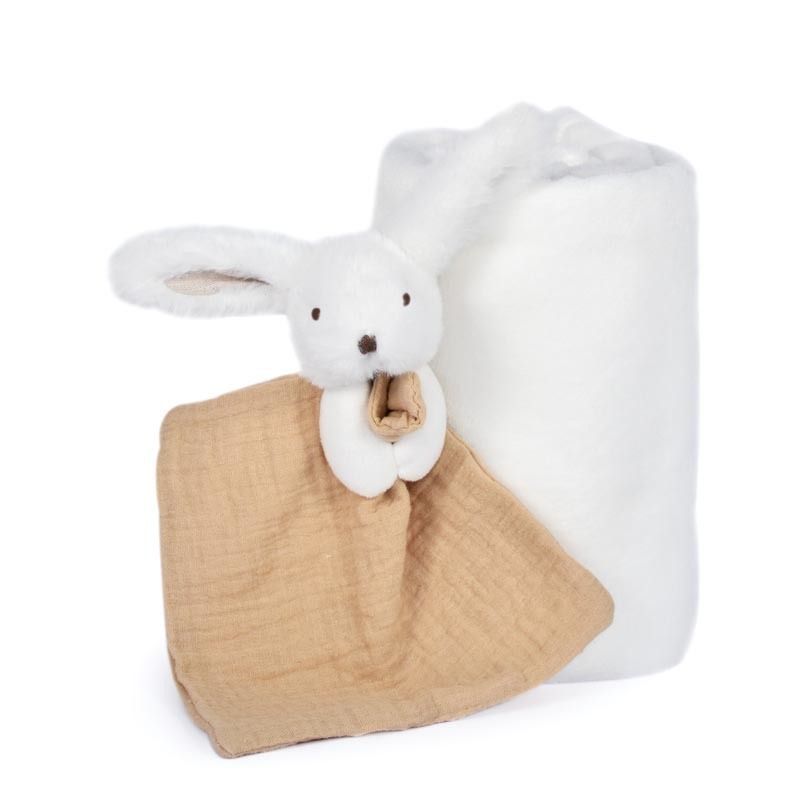 Plaid Et Doudou Happy Wild Doudou Sensoriel 10x70cm Blanc