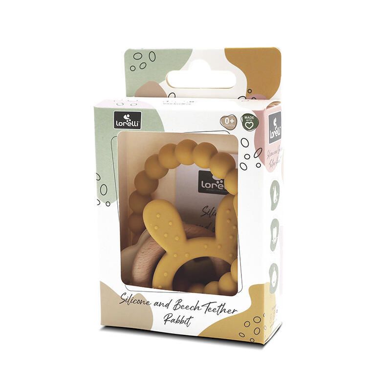 Anneau De Dentition Silicone + Hetre+ Lapin Jaune