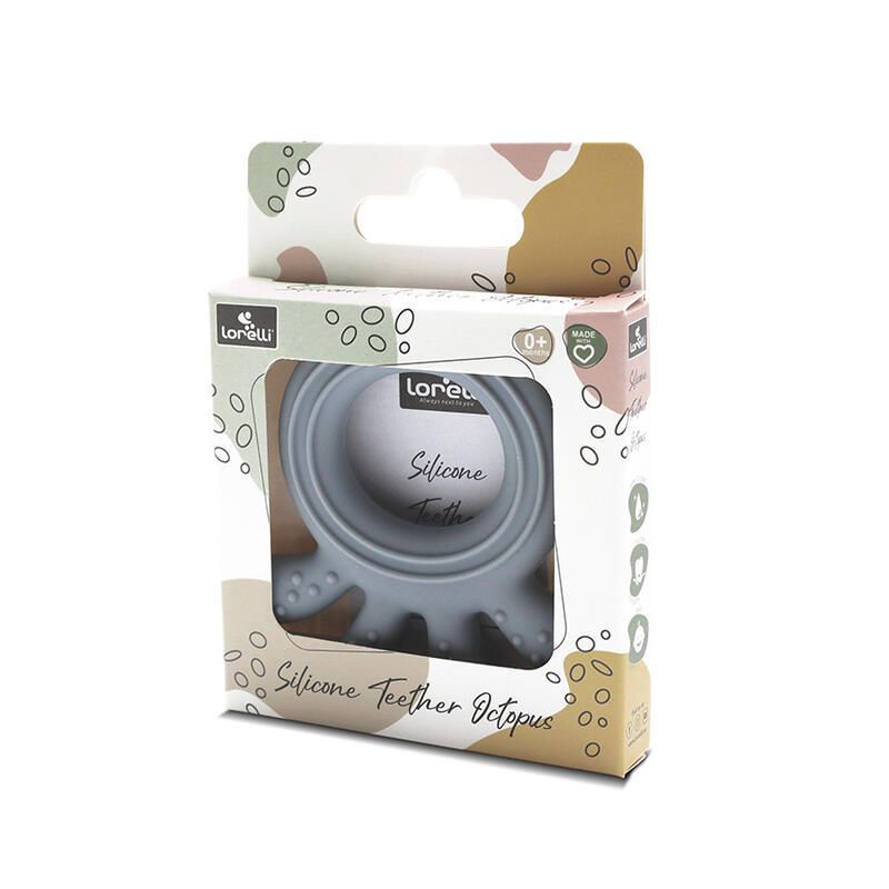 Hochet Dentition Silicone Octopus Gris
