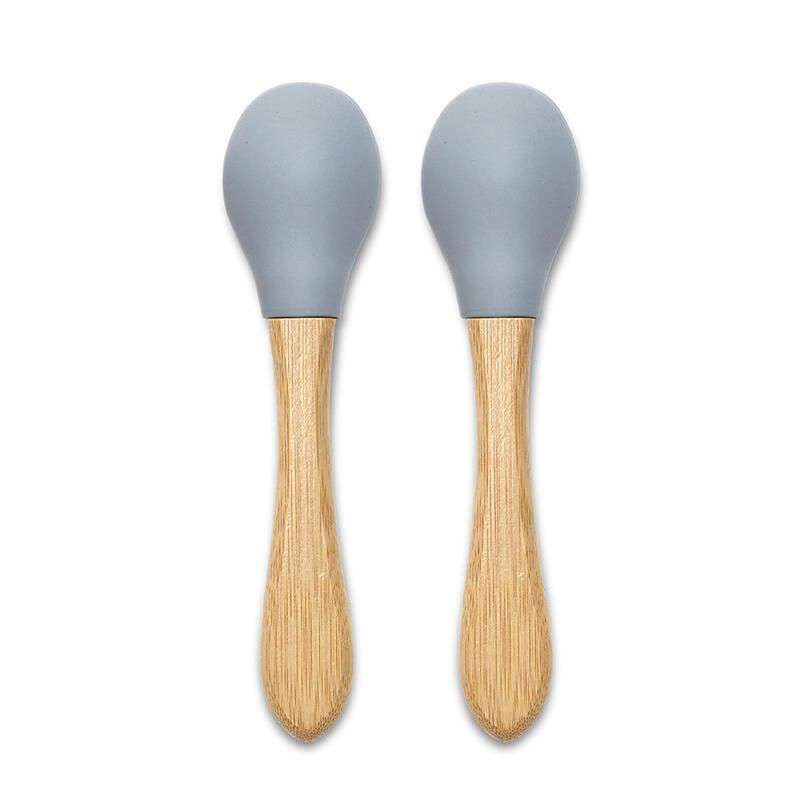 Cuilleres Silicones Manche Bambou X2 Gris